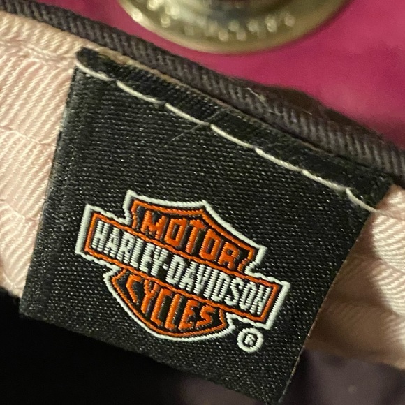 HARLEY DAVIDSON VINTAGE BASEBALL HAT CAP W FAMOUS LOGO PINK CRYSTALS ⭐️⭐️⭐️⭐️⭐️ - Picture 11 of 13